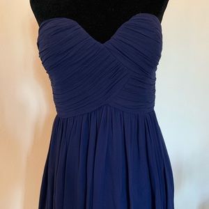 Donna Morgan Navy Blue Strapless Bridesmaid Dress